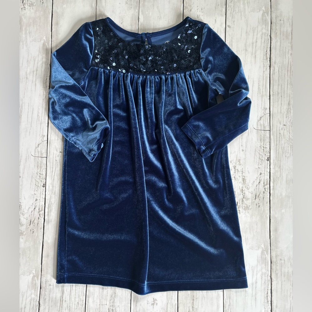 Lands' End Kids Formal Holiday Winter Dress - Blue Velvet